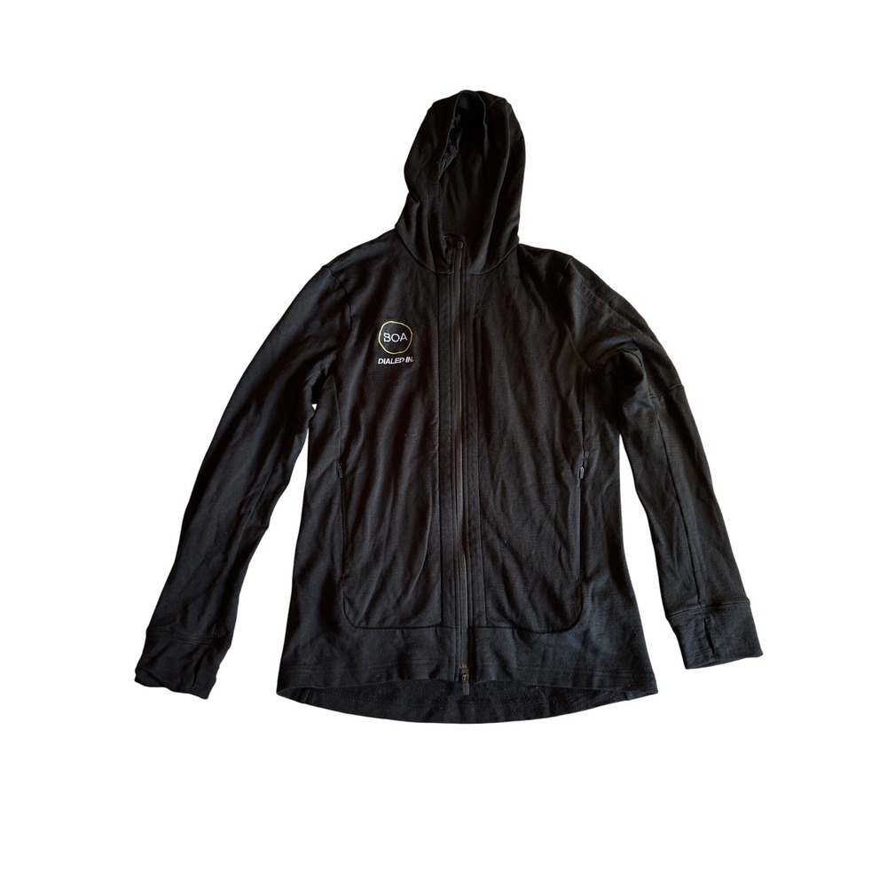 Icebreaker Mens Quantum III Merino Wool Zip Hoodie Black BOA Dialed In Size M